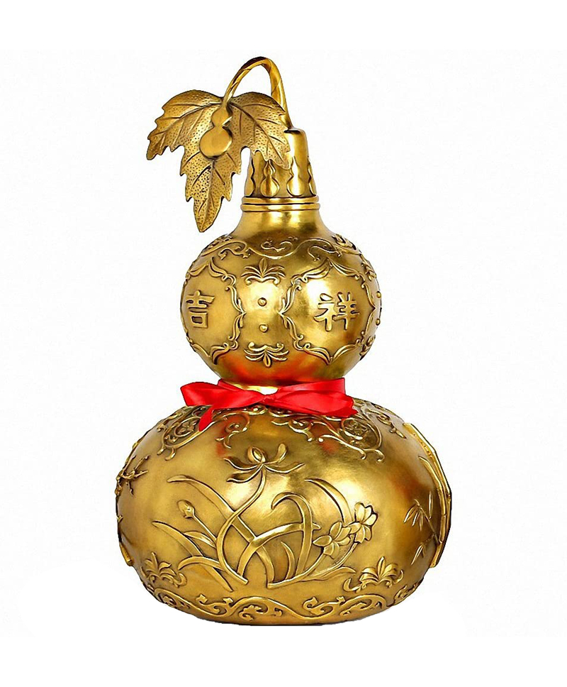 Feng Shui Golden Calabash Statue, Chinese, Feng Shui, Nature & Fruits Statues, Feng Shui Golden Calabash with Dragon Pattern Statue
